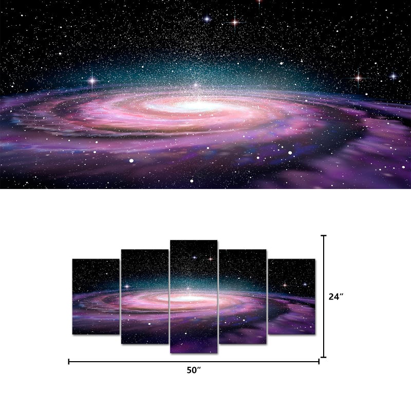 Visual Art Decor 5 piece Canvas Wall Art Starry Galaxy Universe Space Picture Prints Home Office Living Room Wall Decoration Framed Artwork for Walls (50inch width x 24inch height) - Image 4